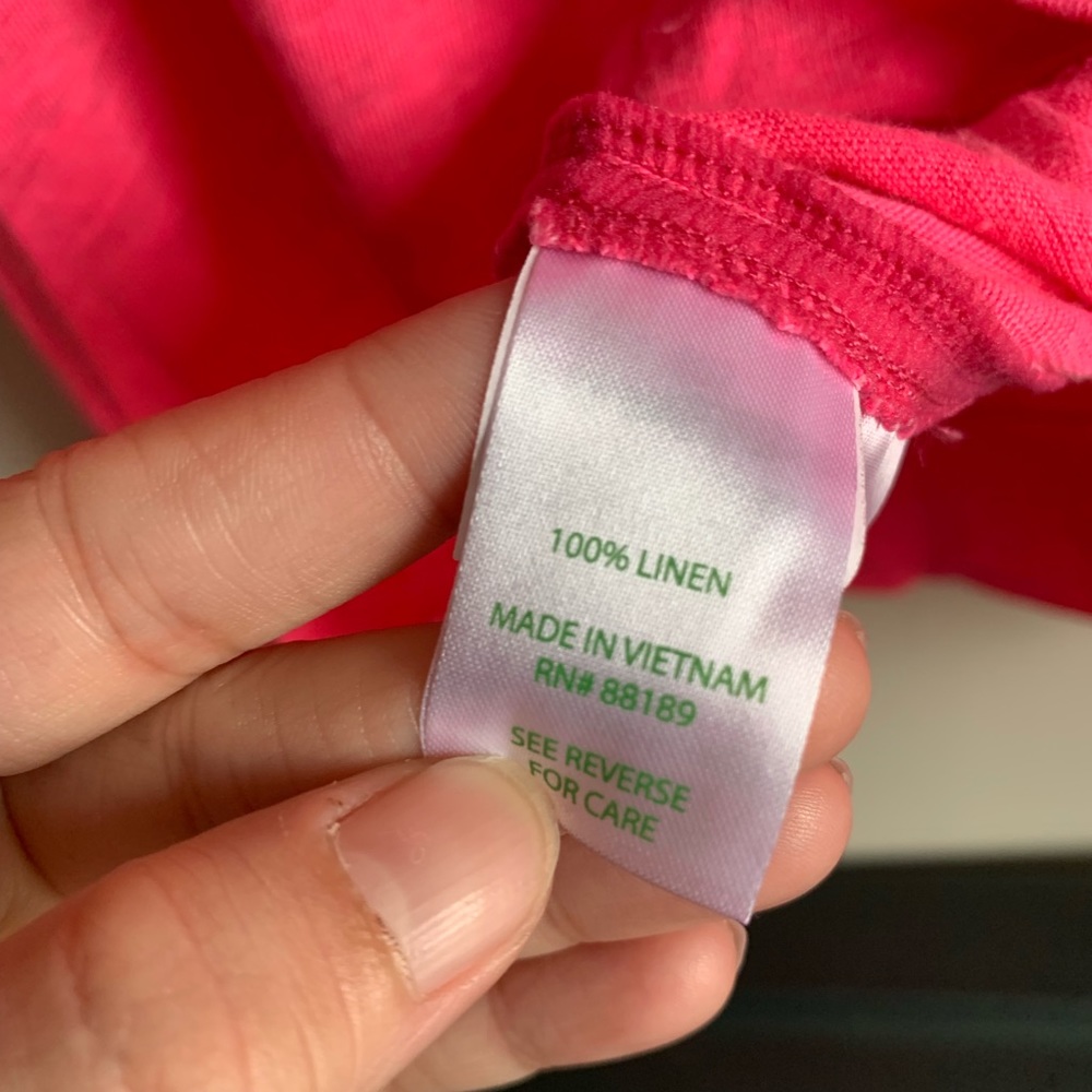 Lilly Pulitzer Pink Mikela Linen Tee T-shirt - Picture 6 of 6